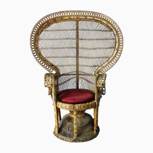 Sedia Peacock in vimini e vimini, 1974