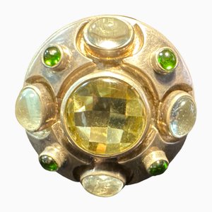 Large Creative Artist Ring in Silver and Topaz, 1990s
