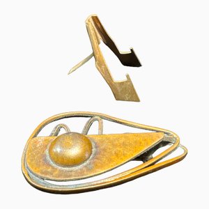 Surrealist Brooch in Patinated Bronze with Its Original Base by Francisco Rebajes, 1950s