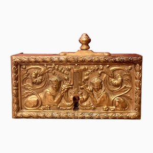 Cerradura de puerta antigua del siglo XVIII en bronce dorado y cincelado, Francia