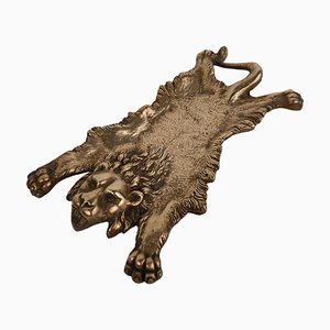 Vintage Brass Ashtray Depicting the Mythological Nemean Lion Skin, Italy, 1970s