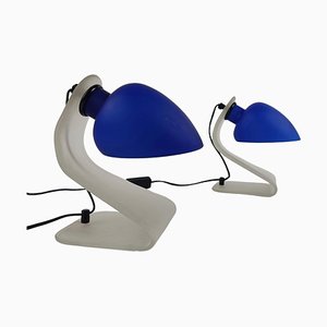 Postmodern Nightstand Table Lamps in Murano Glass attributed to De Majo, 1980s, Set of 2