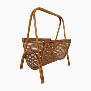 Vintage Magazine Rack in Wicker, Bamboo, Rattan and Cane, Italy, 1960s