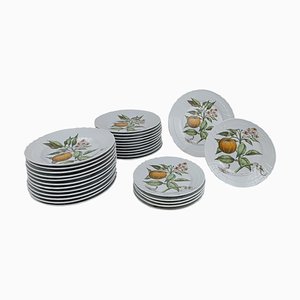China Dinner Service with a Botanical Print attributed to Munting Abraham from Richard Ginori, 1980s, Set of 30