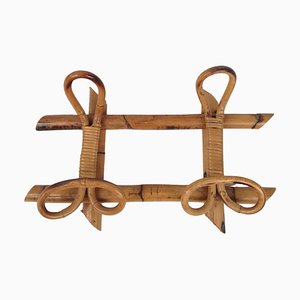 Mid-Century Wandgarderobe aus Rattan & Bambus, Italien, 1960er