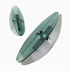 Wall Sconces in Turquoise Glass attributed to Veca, Italy, 1970s, Set of 2