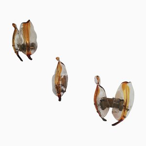 Leaf-Shaped Murano Glass Sconces from La Murrina, Italy, 1970s, Set of 3