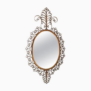 Hammered Wrought Iron Gilded Mirror in the style of Pierluigi Colli, Italy, 1950