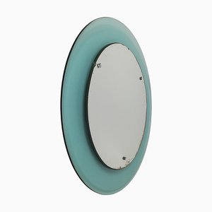 Mid-Century Rounded Mirror in Turquoise Glass attributed to Veca, Italy, 1970s