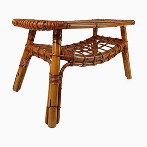 Mid-Century Riviera Coffee Table with Magazine Rack in Bamboo & Rattan, 1960s
