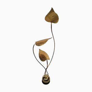 Floor Lamp with Large Brass Leaves by Carlo Giorgi for Bottega Gadda, 1970s