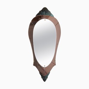 Full Length Pink Mirror in Colored and Cut Glass, Italy, 1950s