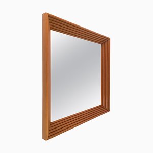Italian Mirror in Fluted Walnut, 1970s