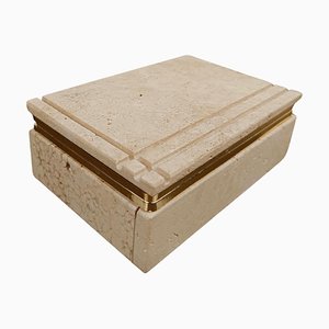Boîte Rectangulaire en Travertin Sculpté dans le style de Fratelli Mannelli, Italie, 1970