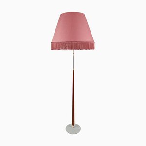 Italienische Mid-Century Stehlampe aus Holz, Carrara Marmor & Messing, 1950er