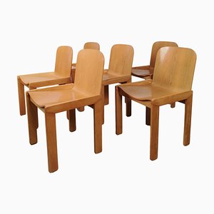 Sedie da pranzo curve in compensato attribuite a Molteni nello stile di Scarpa, Italia, anni '70, set di 6