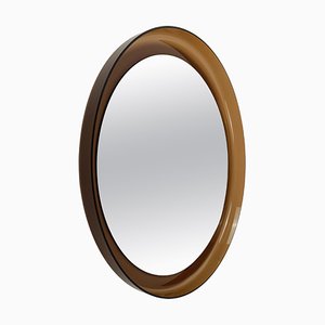 Italian Space Age Round Mirror in Smoked Acrylic Glass attributed to Guzzini, 1970s
