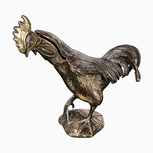 Skulpturaler Vintage Aschenbecher aus bronziertem Metall in Form eines Hahns, Italien, 1970er