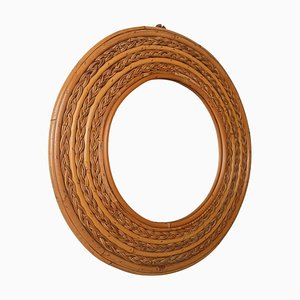 Runder Vintage Riviera Spiegel aus Gebogenen Rohren & Rattan Geflecht, Italien, 1970er