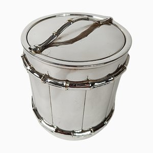 Seau à Glace Vintage en Faux Bambou Plaqué Argent dans le style de la Maison Baguès, 1970s