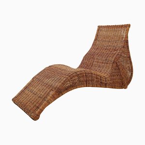 Chaise Longue Karlskrona vintage in vimini attribuita a Carl Öjerstam per Ikea, anni '90