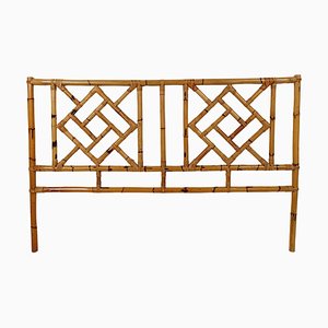 Mid-Century Bamboo and Rattan Bed Headboard in Chinese Chippendale Style, 1970s