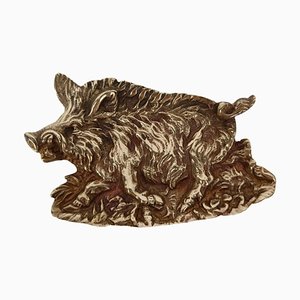 Vintage Brass Ashtray Depicting the Mythological Erymanthian Boar, Italy, 1970s
