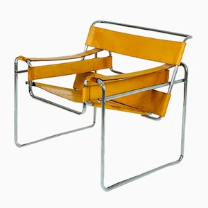 Sedia B3 Cognac in pelle e metallo di Marcel Breuer, anni '90