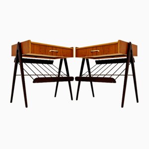 Tables de Chevet en Teck et Laiton, Danemark, 1960s, Set de 2