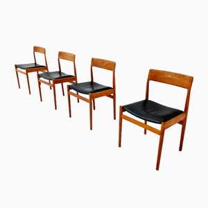 Danish Dining Chairs in Teak with Leather Seats by Johannes Nogaard, 1960s, Set of 6