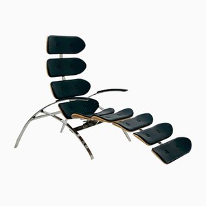 Mid-Century Bauhaus Lounge Chair in Black Leather, 1980s
