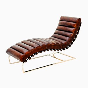 Mid-Century Bauhaus Stuhl aus Leder & Chrom von Ludwig Mies Van Der Rohe, 1980er