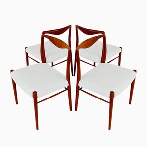 Mid-Century Dansih Teak and Fabric Chairs by Kai Lyngfeldt Larsen, 1960s, Set of 4