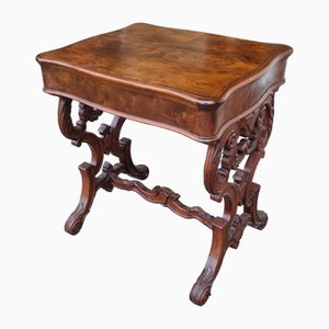 Louis Philippe Walnut Worktable with Cherry Wood Inserts, 1860s