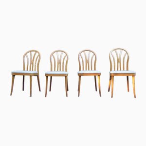Vintage Chairs in Beech from a Cafe, 1950s, Set of 4