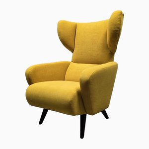Mid-Century Sessel aus Stoff in Gelb