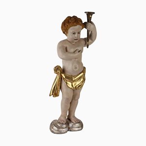 Wooden Putto Torch Holder