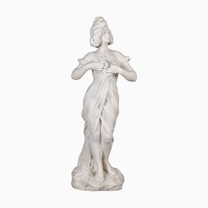 Art Nouveau White Marble Sculpture, 1900s