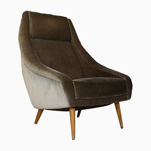 Chaise à Dossier Haut en Velours Mohair, Italie, 1950s