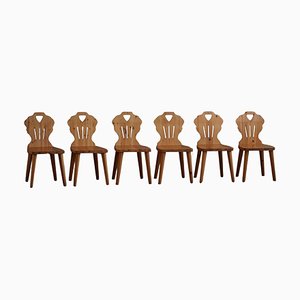 Moderne skandinavische Esszimmerstühle aus Kiefernholz, 1960er, 6er Set