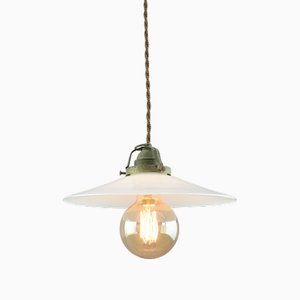 Mid-Century Italian Ceramic and Brass Pendant Lamp
