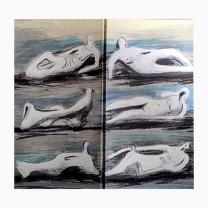 Henry Moore, Six Nudes, litografía en color, 1981