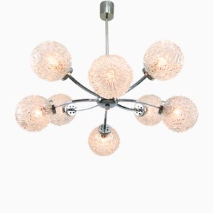 Mid-Century Italian Eight-Arm Chrome and Crystal Chandelier, 1960s