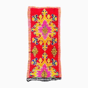 Vintage Red Handmade Boucherouite Moroccan Rug, 1980s