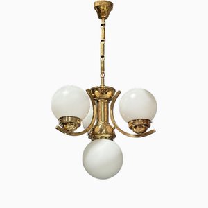 Lampadario Art Déco in ottone, anni '30