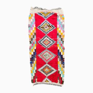Vintage Red Handmade Boucherouite Moroccan Rug, 1980s