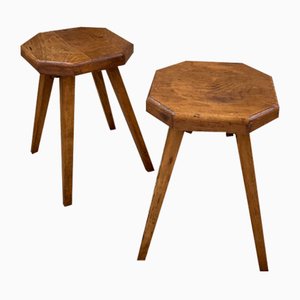 Set of Pine Stools with Curved Seat, 1950s