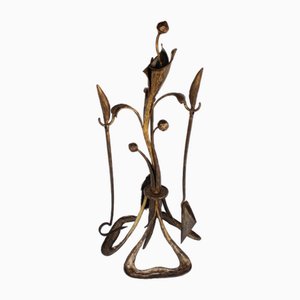 Bronzed Sculptural Fireplace Tools by Stöckl, 1990, Set of 4