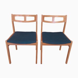 Dänische Esszimmerstühle aus Eiche mit Petrolblauem Bezug, 1960er, 2er Set