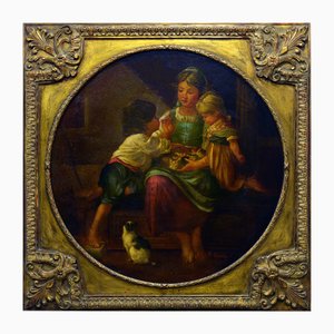 Edgar Lapierre, Scena di famiglia, anni '90, Olio su tela, con cornice